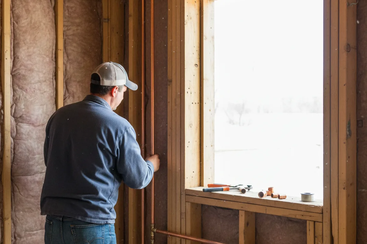 Licensed plumber running new copper supply lines in a Arcadia home