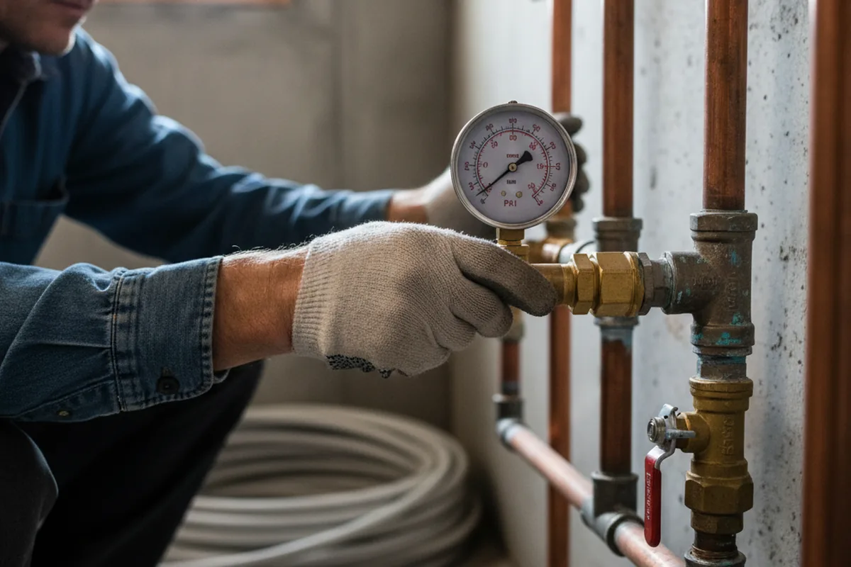 Pressure testing a repaired line during Water Line Repair in Arcadia